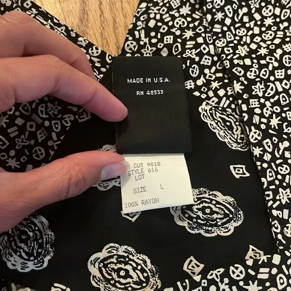 Vintage Patch Dress Chic Black and White Patterned Dress - Picture 3 of 4